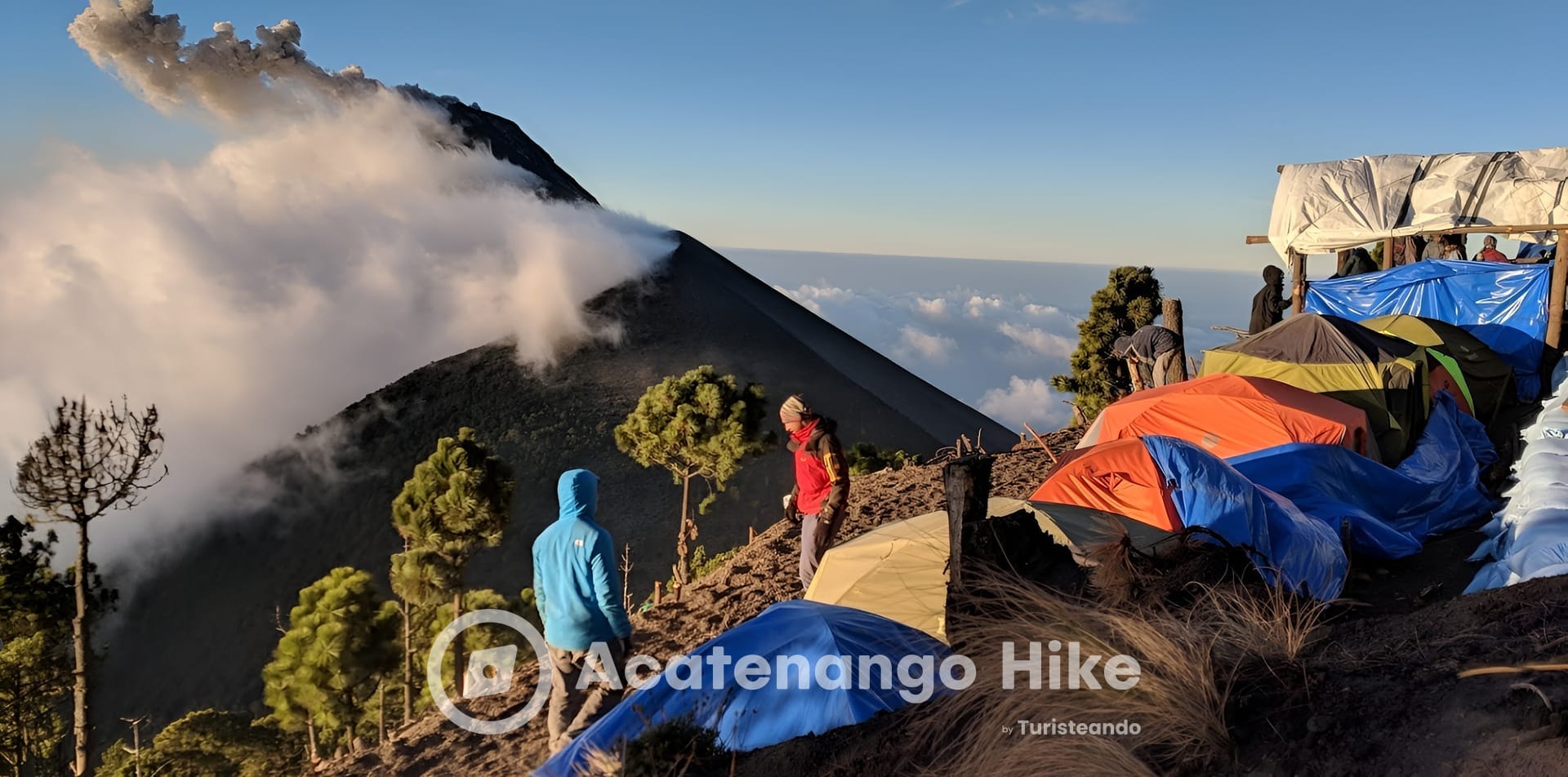 Shared tent camp on the 2-day Acatenango hike